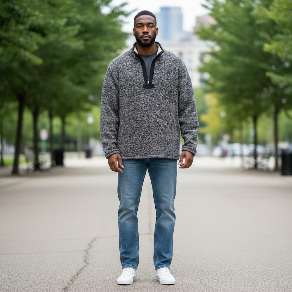 Orvis Classic Collection Men's XXL Sherpa Lined Quarter Zip Sweater Knit Fleece